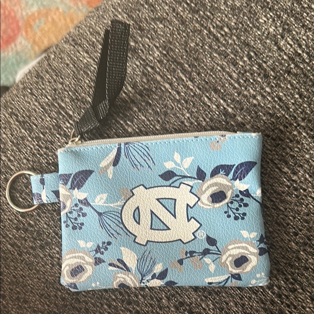 Blue Floral Wristlet with Logo
